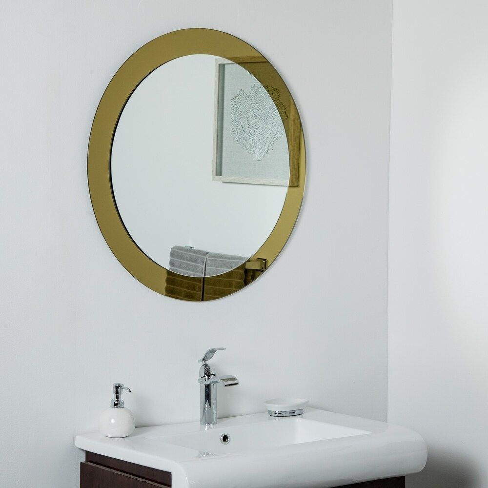 Golden Sol Round Frameless Mirror 30in Wall Mirror – Silver – 30x30x (View 7 of 15)