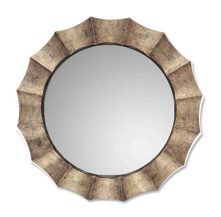 Gotham Round Mirror | Uttermost | Silver Antique Mirror, Silver Mirrors For Silver Leaf Round Wall Mirrors (View 11 of 15)