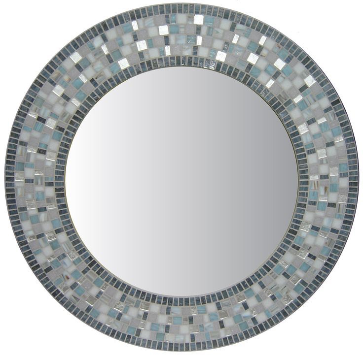 Gray Mosaic Wall Mirror | Charcoal, Gray, Denim Blue, Silver | Round Within Charcoal Gray Wall Mirrors (View 4 of 15)