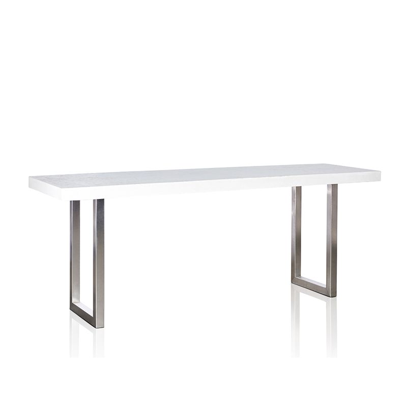 Grc Console Table In White Gloss – With Stainless Steel Base – Trilogy Regarding White Lacquer Stainless Steel Modern Desks (View 4 of 15)
