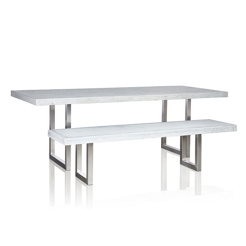 Grc Dining Table In Grey Matte  With Stainless Steel Base – Trilogy With Regard To Stainless Steel And Gray Desks (View 7 of 15)