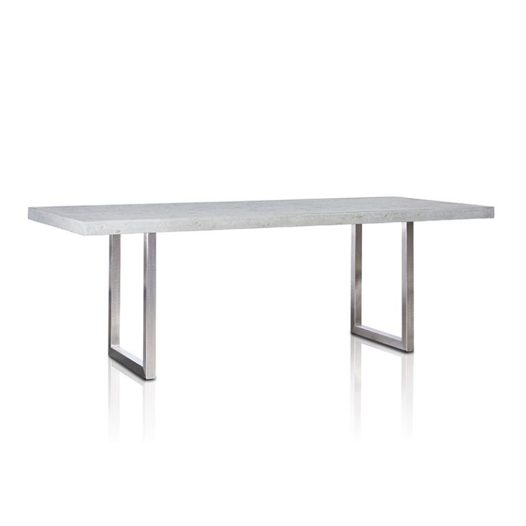 Grc Dining Table In Grey Matte  With Stainless Steel Base – Trilogy With Stainless Steel And Gray Desks (View 6 of 15)