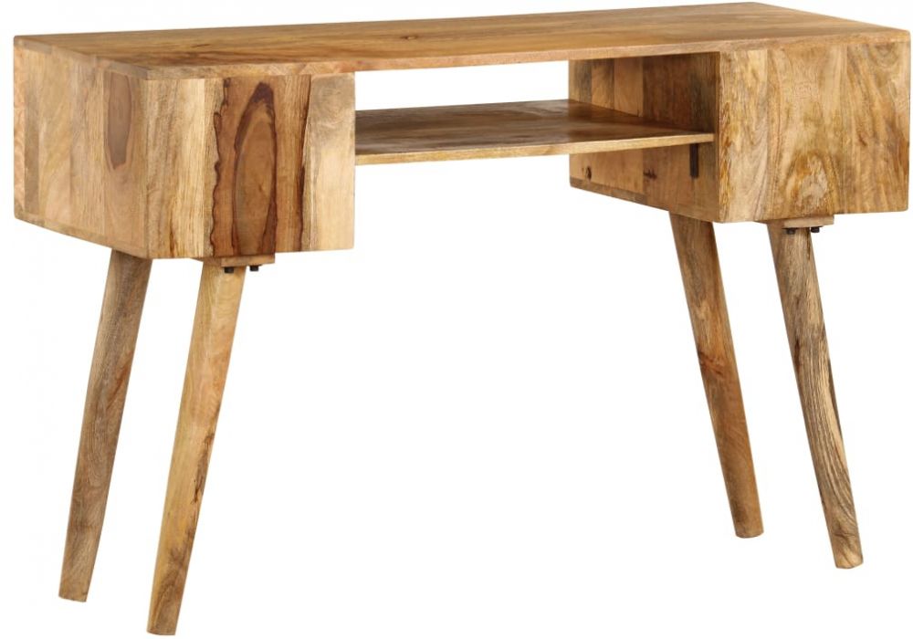 H4home Mid Century Modern Writing Desk Solid Mango Wood Scandinavian Pertaining To Mango Wood Writing Desks (View 10 of 15)