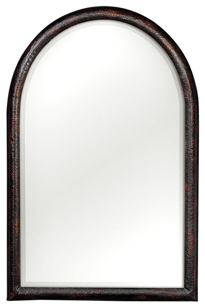 Hammered Dark Bronze Arch Wall Mirror, 46" Vanity Classic Wood Metal In Glen View Beaded Oval Traditional Accent Mirrors (View 10 of 15)