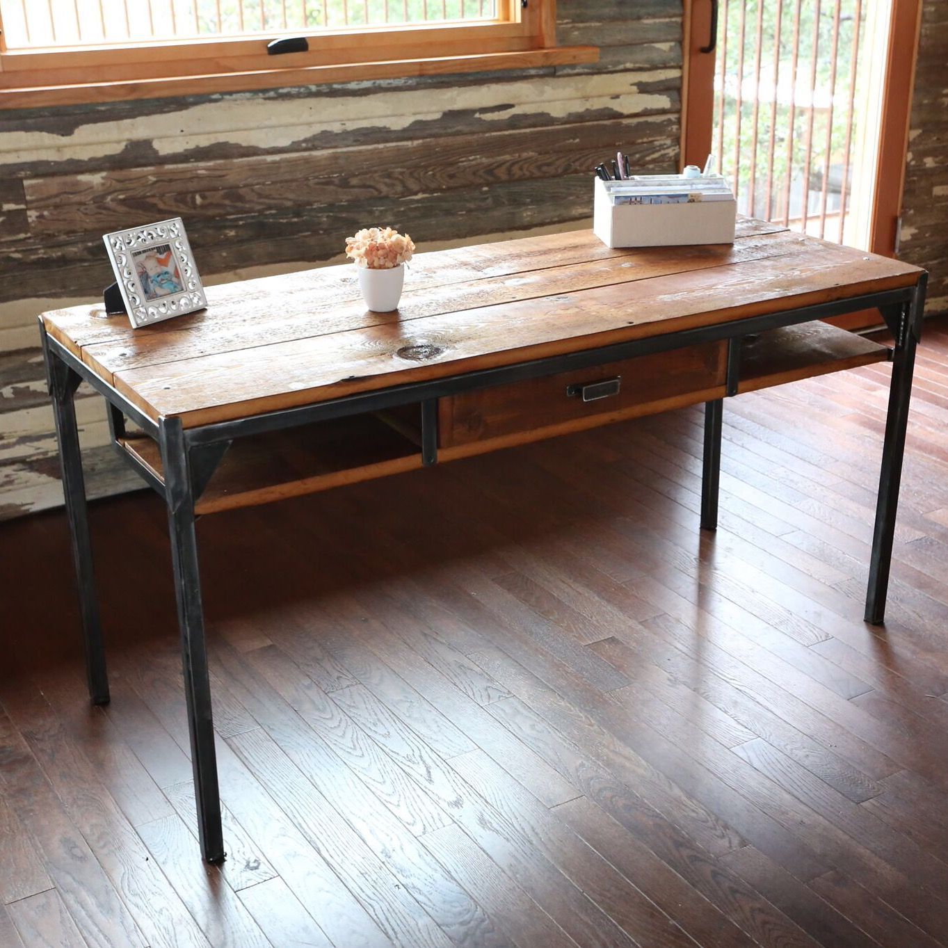 Hand Crafted Reclaimed Wood And Steel Desk512 Metalworks For Reclaimed Barnwood Wood Writing Desks (View 2 of 15)