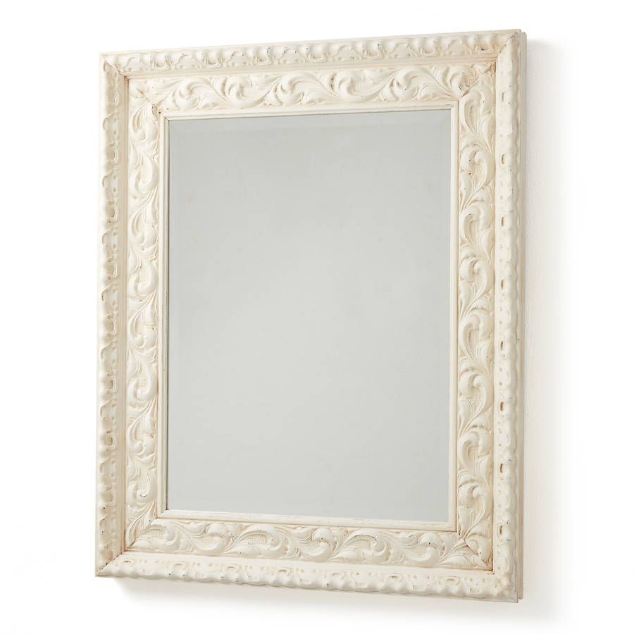 Handmade Ornate White Old Wood Framed Mirrorhorsfall & Wright With White Wood Wall Mirrors (Photo 4 of 15)