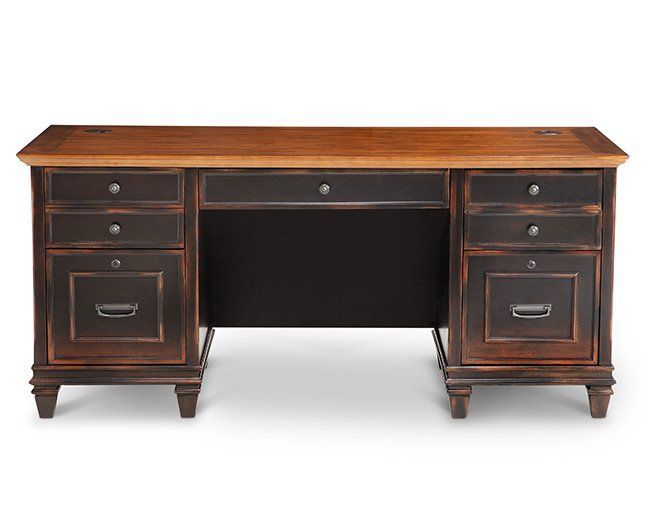 Hartford Double Pedestal Desk | Woodworking Desk Plans, Desk, Bookcase For Hickory Wood 5 Drawer Pedestal Desks (View 9 of 15)