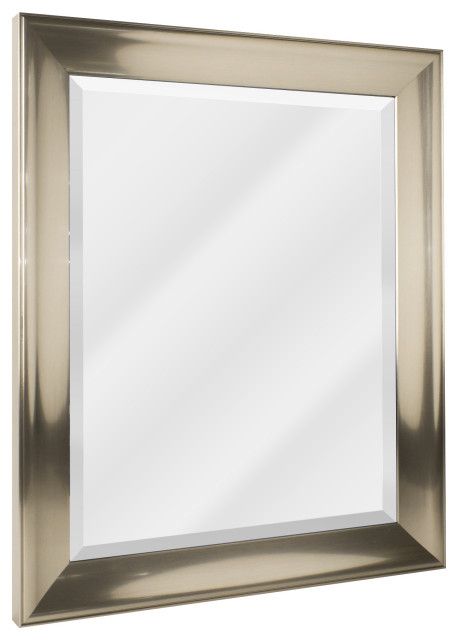 Head West Brushed Nickle Ps Beveled Accent Mirror – 28x34 With Hilde Traditional Beveled Bathroom Mirrors (View 11 of 15)