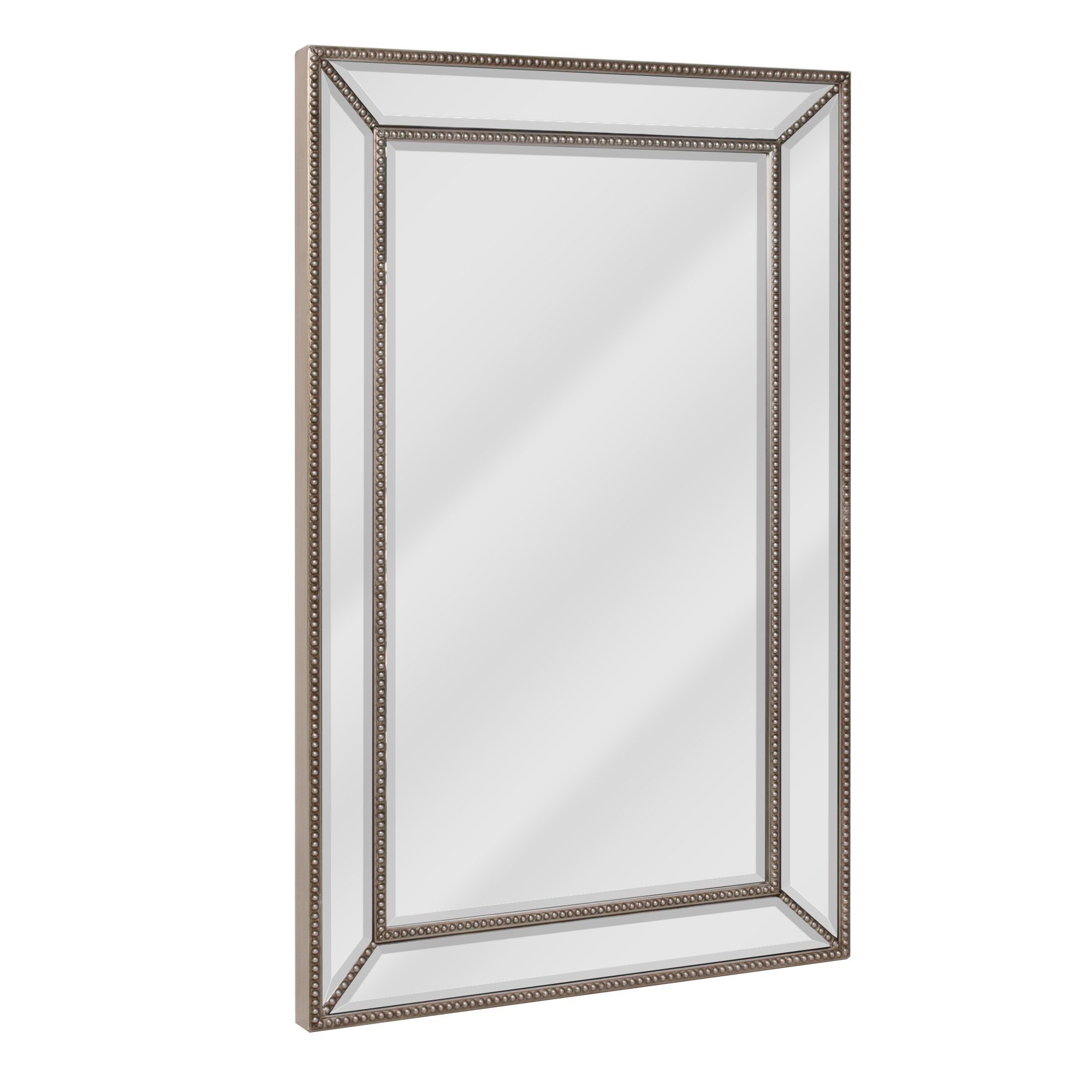 Head West Champagne Silver Beaded Glass Rectangular Framed Beveled Intended For Lugo Rectangle Accent Mirrors (Photo 10 of 15)