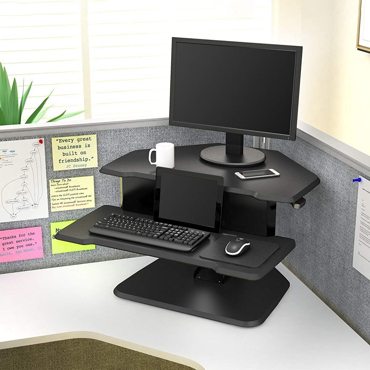 Height Adjustable Corner Standing Desk | Corner Standing Desk, Computer Regarding Corner Desks With Keyboard Shelf (View 4 of 15)