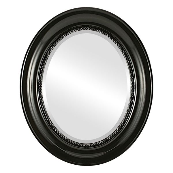 Heritage Framed Oval Mirror In Gloss Black – Overstock – 20498456 Within Glossy Black Wall Mirrors (View 15 of 15)