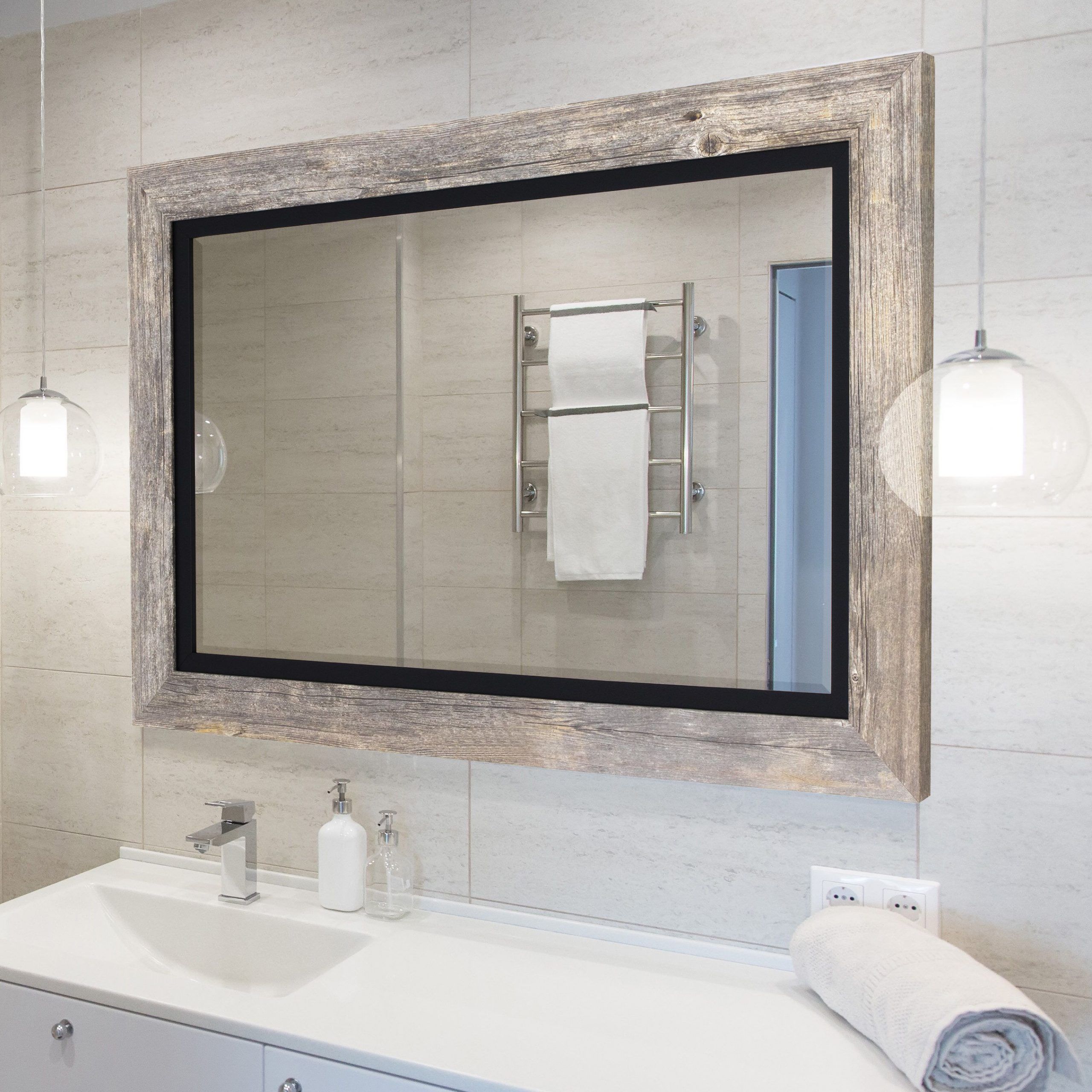 Hilde Traditional Beveled Distressed Bathroom / Vanity Mirror Within Traditional Frameless Diamond Wall Mirrors (View 5 of 15)