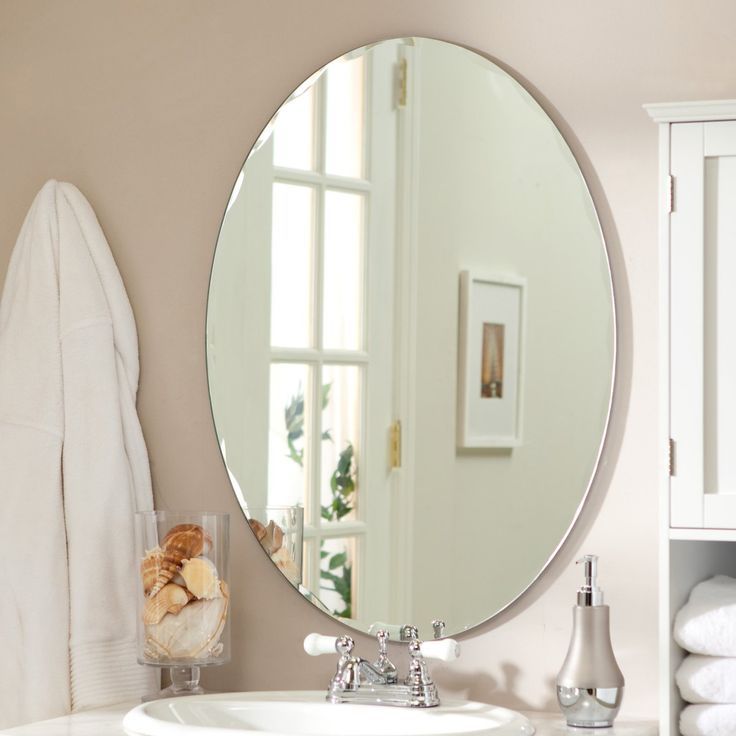 Home In 2020 | Frameless Beveled Mirror, Oval Mirror, Beveled Mirror Pertaining To Reign Frameless Oval Scalloped Beveled Wall Mirrors (Photo 14 of 15)