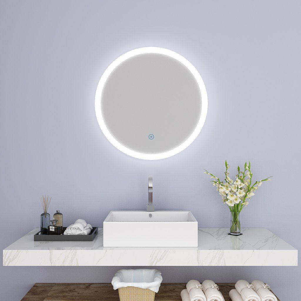 Hotel Bathroom Wall Led Mirror Round Shape Bath Oval Mirror Backlit Intended For Led Backlit Vanity Mirrors (Photo 11 of 15)