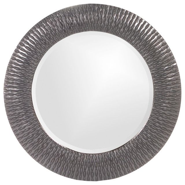 Howard Elliott Bergman Charcoal Gray Small Round Mirror – Contemporary Pertaining To Charcoal Gray Wall Mirrors (View 5 of 15)