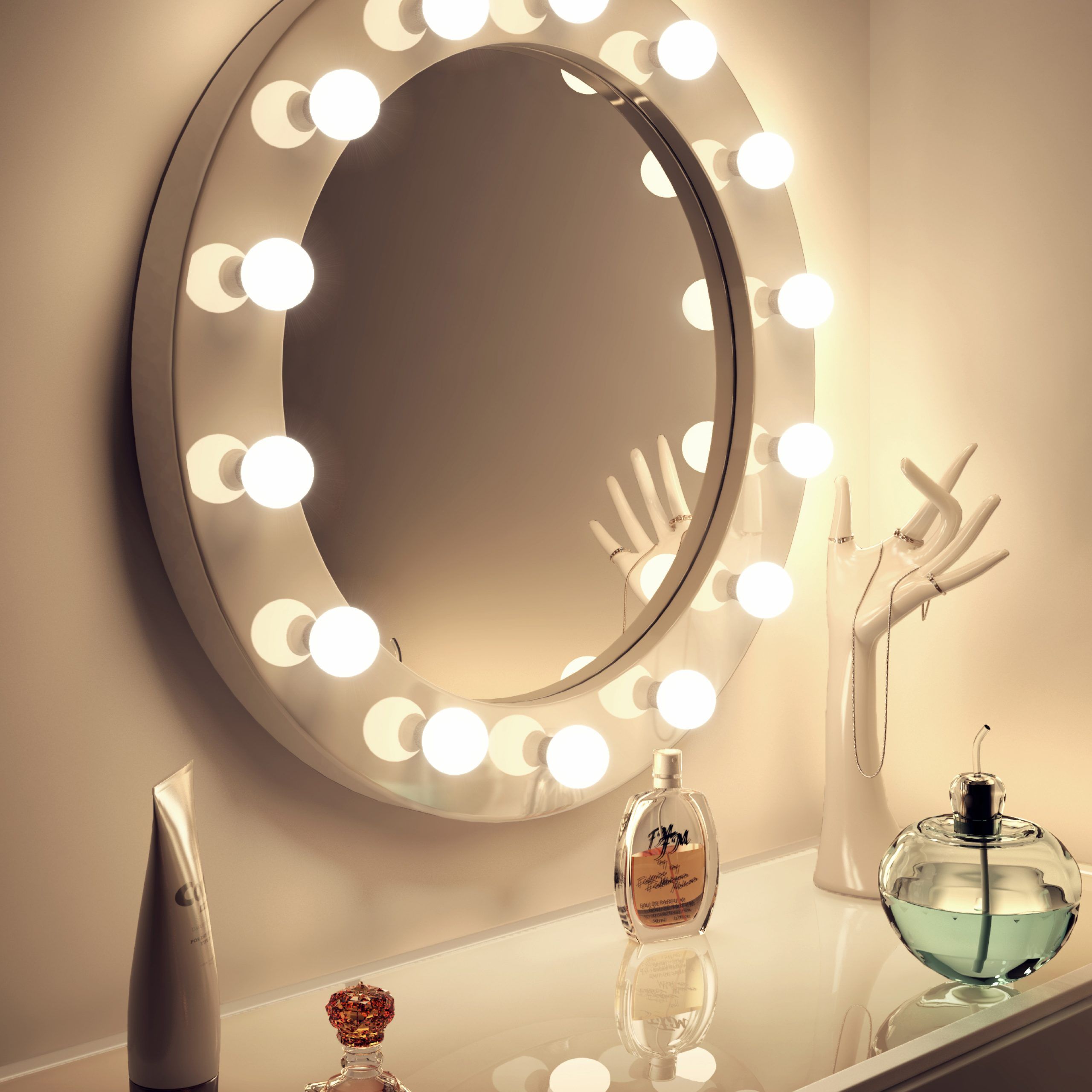 Illuminated Mirrors Wall Mounted High Gloss White V2 – Jwc For High Wall Mirrors (View 1 of 15)