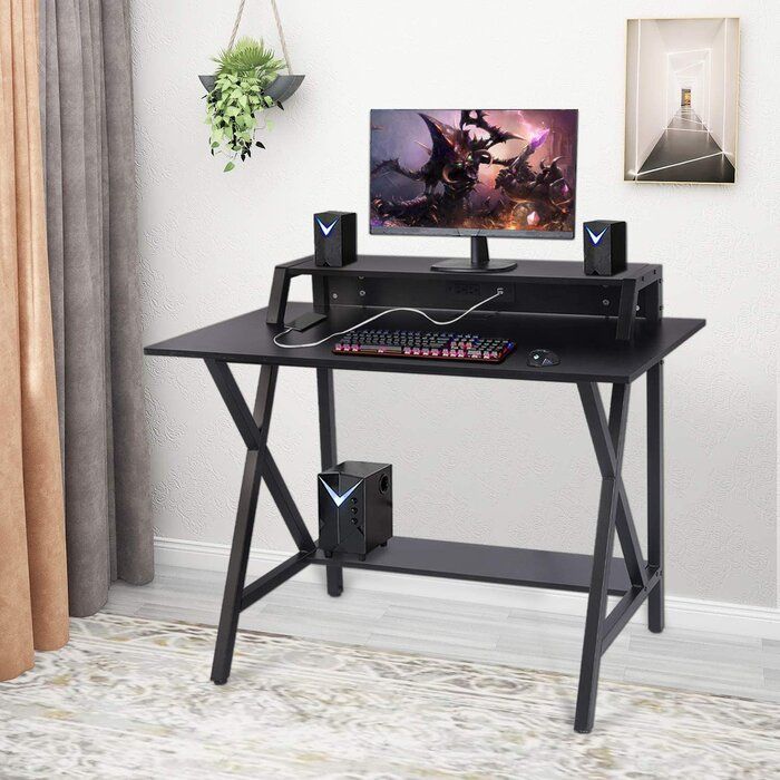 Inbox Zero Ergonomic Gaming Desk – 42" W X 24" D Computer Desk,gaming Within Writing Desks With Usb Port (View 15 of 15)