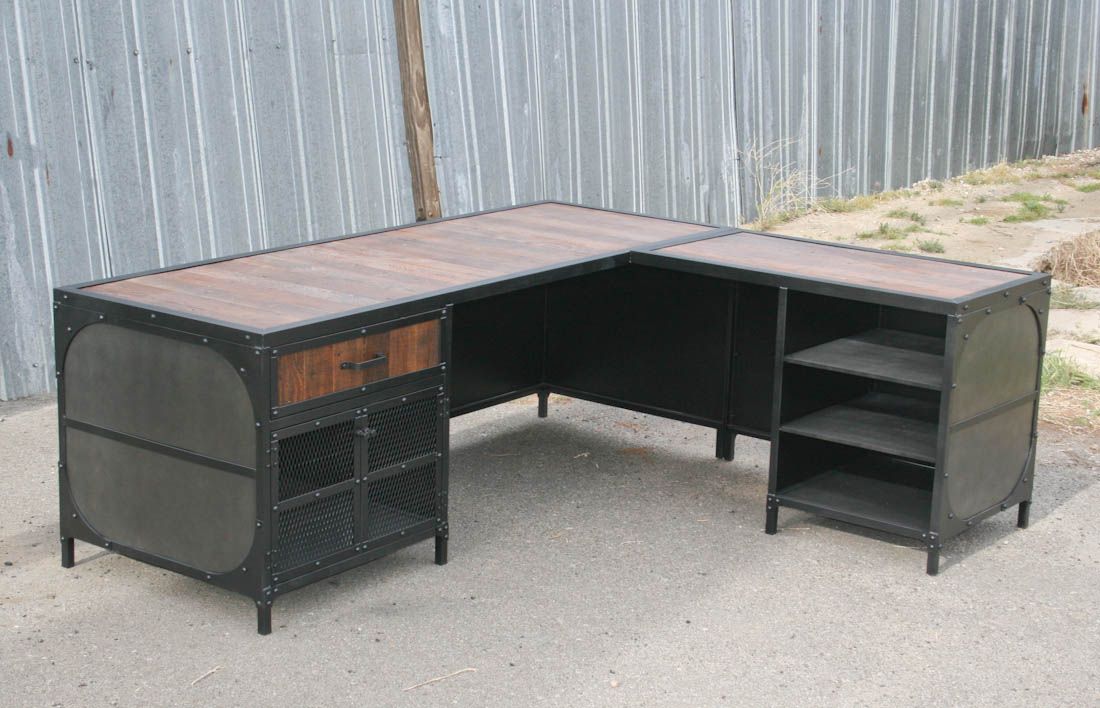 Industrial Desk – Combine 9 | Industrial Furniture Within Black Wood And Metal Office Desks (View 13 of 15)