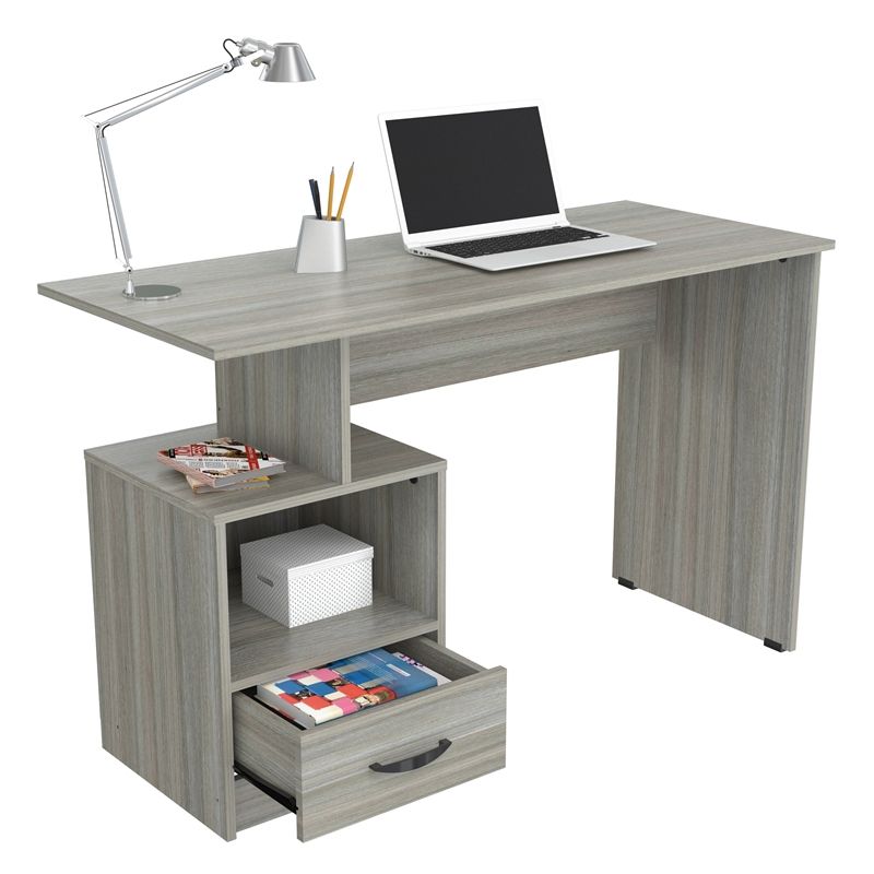 Inval Writing Desk In Gray Smoke Oak – Es 14703 With Smoke Gray Computer Writing Desks (Photo 13 of 15)