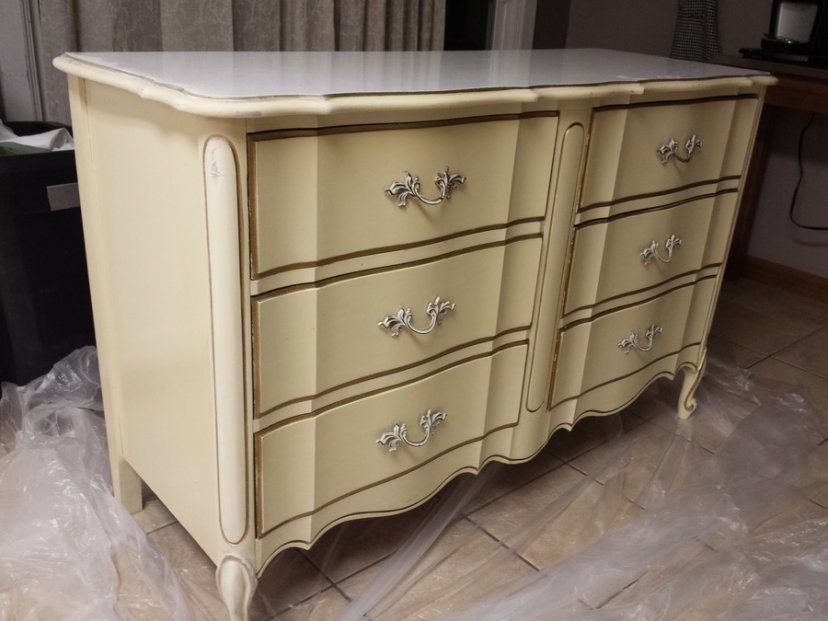 Ivory & Gold Dixie Dresser Is There Real Wood Under Paint? | My In Antique Ivory Wood Desks (Photo 12 of 15)