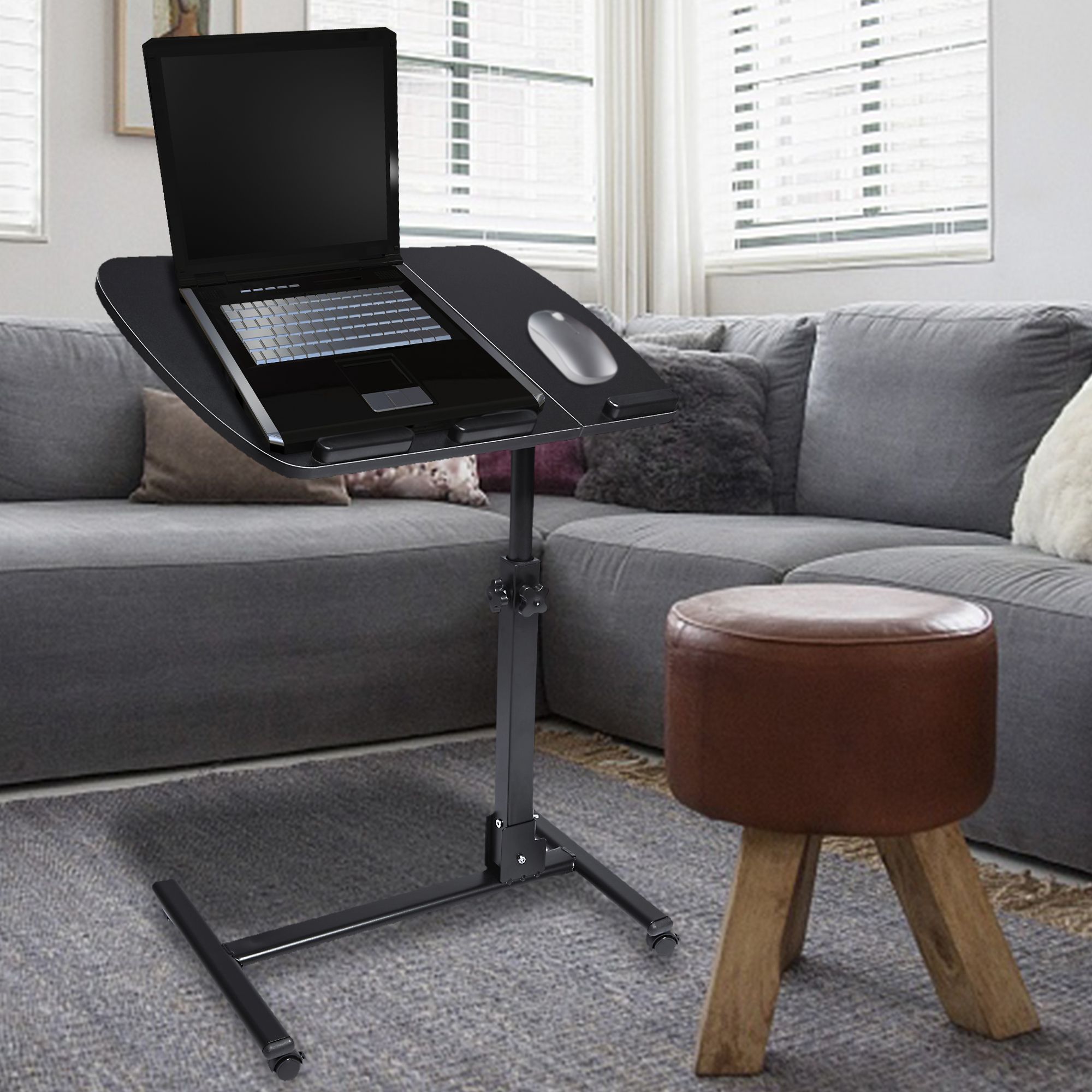 Jansion Laptop Table House Work 360 Degrees High Adjustable Mobile Regarding Black Adjustable Laptop Desks (View 12 of 15)