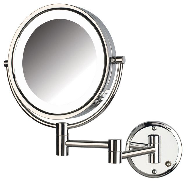 Jerdon Hl88cld 8x Magnified Lighted Wall Mount Mirror, Chrome Finish Intended For Chrome Led Magnified Makeup Mirrors (View 14 of 15)