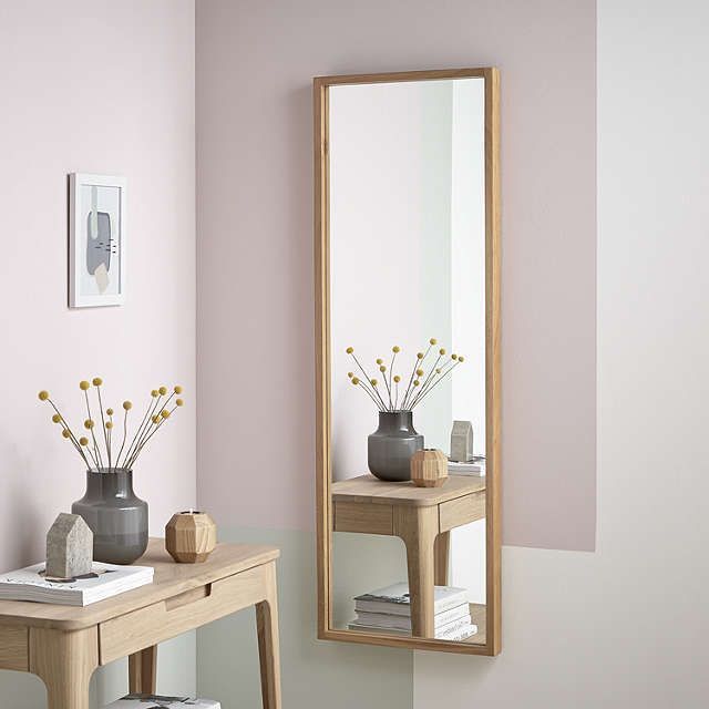 John Lewis & Partners Scandi Oak Mirror, 135 X 45cm, Natural | Wood Throughout Natural Oak Veneer Wall Mirrors (View 13 of 15)