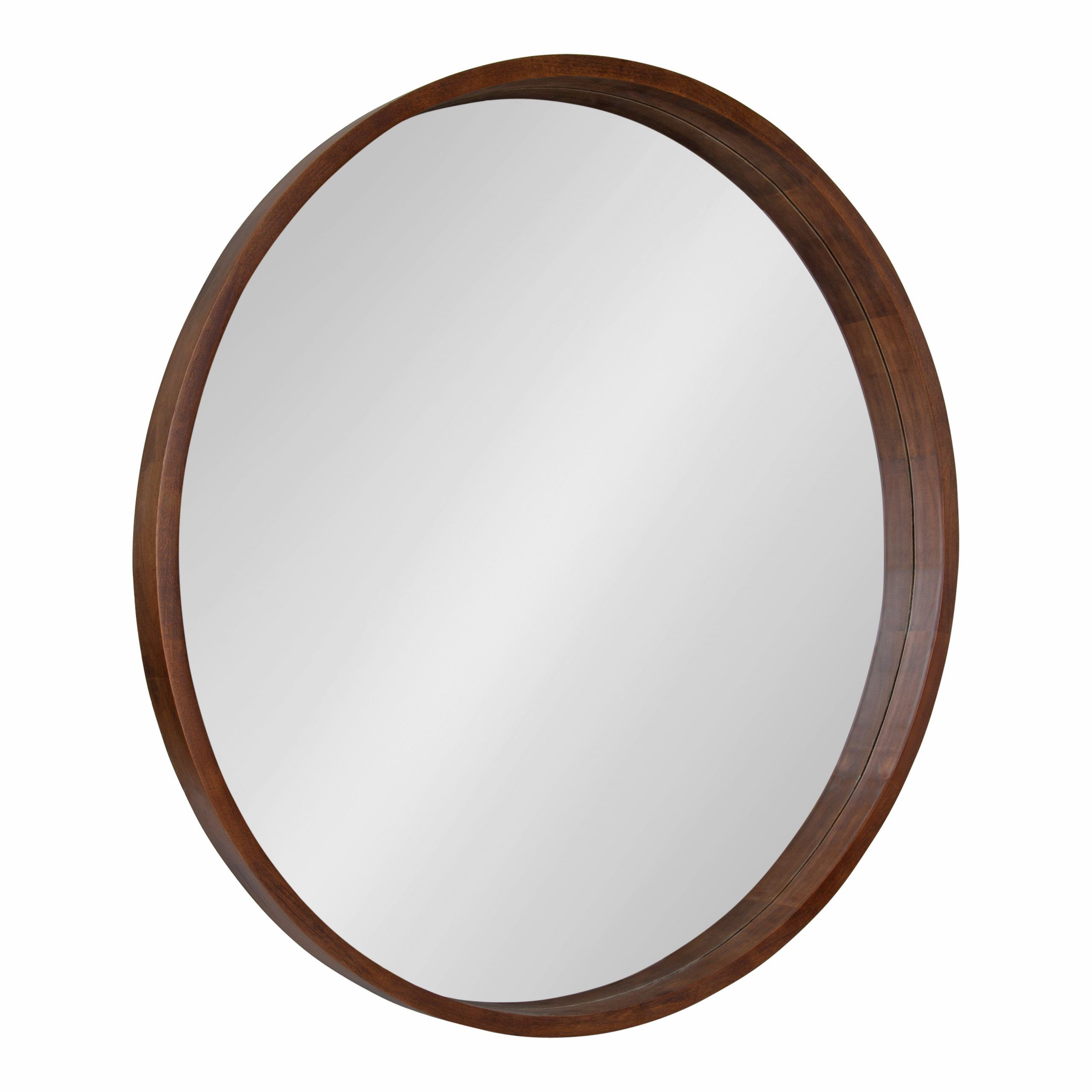 Kate And Laurel Hutton Round Wood Wall Mirror, 36" Diameter, Walnut With Walnut Wood Wall Mirrors (Photo 15 of 15)