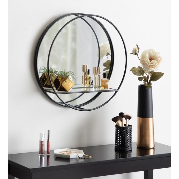 Kate And Laurel Kei Modern Round Accent Mirror With Shelf – 19 Within Knott Modern &amp; Contemporary Accent Mirrors (Photo 7 of 15)