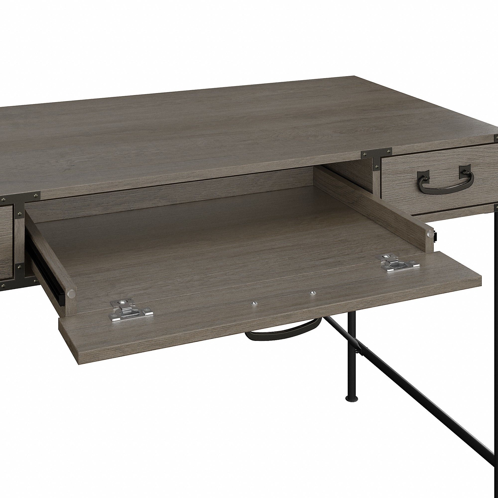 Kathy Ireland® Homebush Furniture Ironworks 48w Writing Desk With 2 Regarding Gray And Gold 2 Drawer Desks (View 12 of 15)