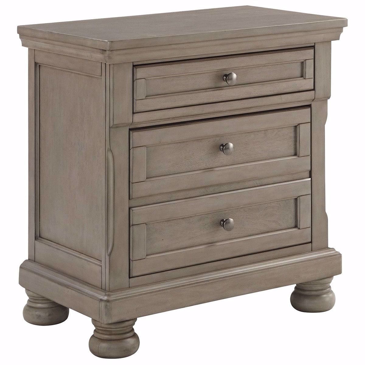 Kenley Light Gray 2 Drawer Nightstand | Lifestyle Furniturebabette's Within Gray And Gold 2 Drawer Desks (View 3 of 15)