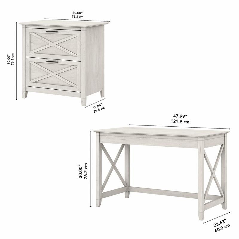 Key West 48w Writing Desk With Drawers In Linen White Oak – Engineered With White Oak Wood Writing Desks (View 10 of 15)