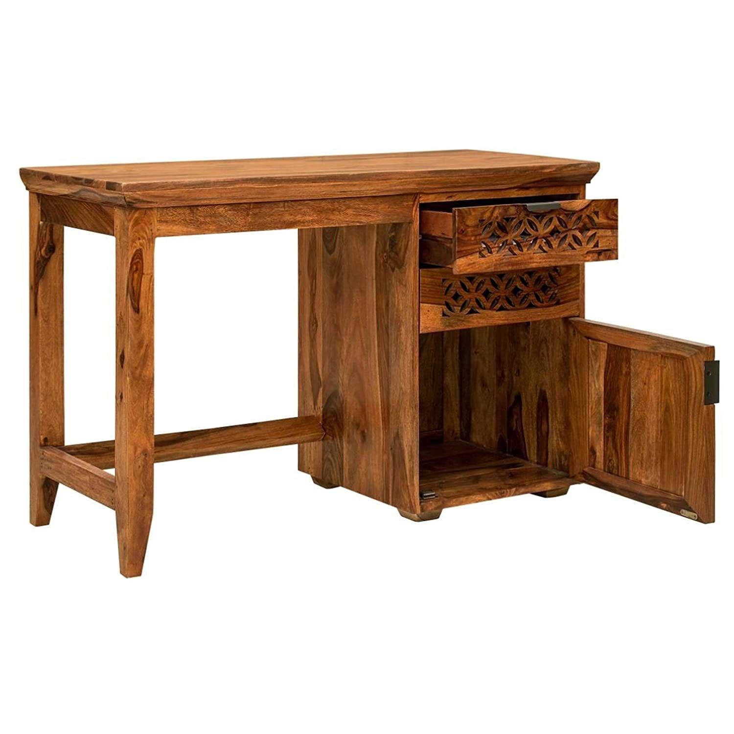 Km Decor Sheesham Wood Writing Study Table For Home And Office 3 Drawer For Sheesham Wood Writing Desks (View 2 of 15)
