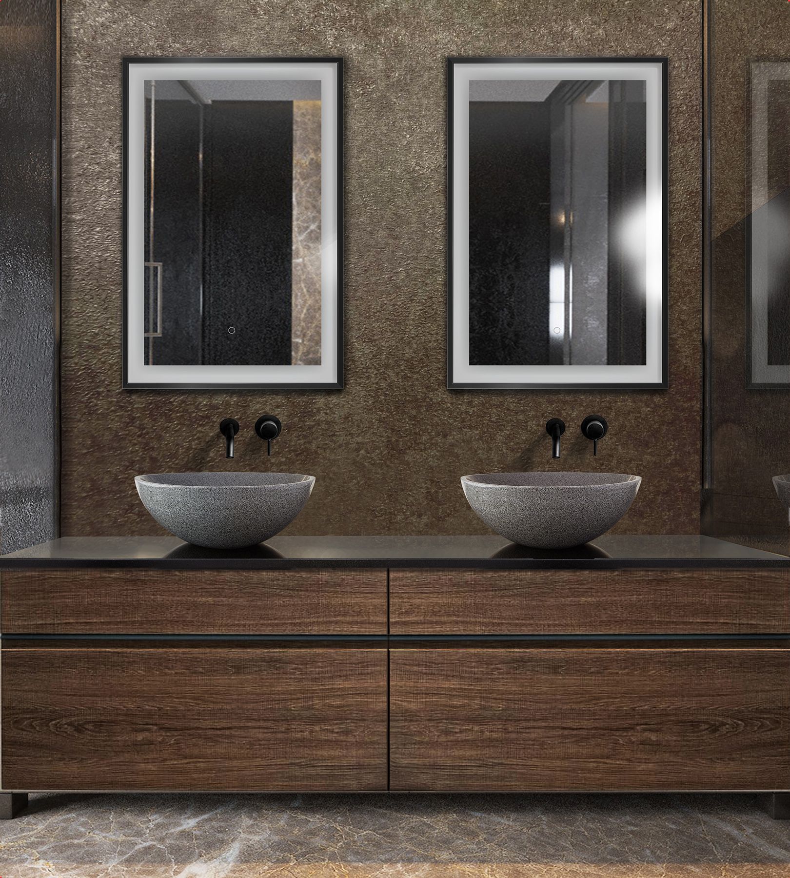 Krugg Soho Led Bathroom Mirror 24″ X 36″ Black – Krugg Reflections Usa Pertaining To Matte Black Led Wall Mirrors (View 13 of 15)
