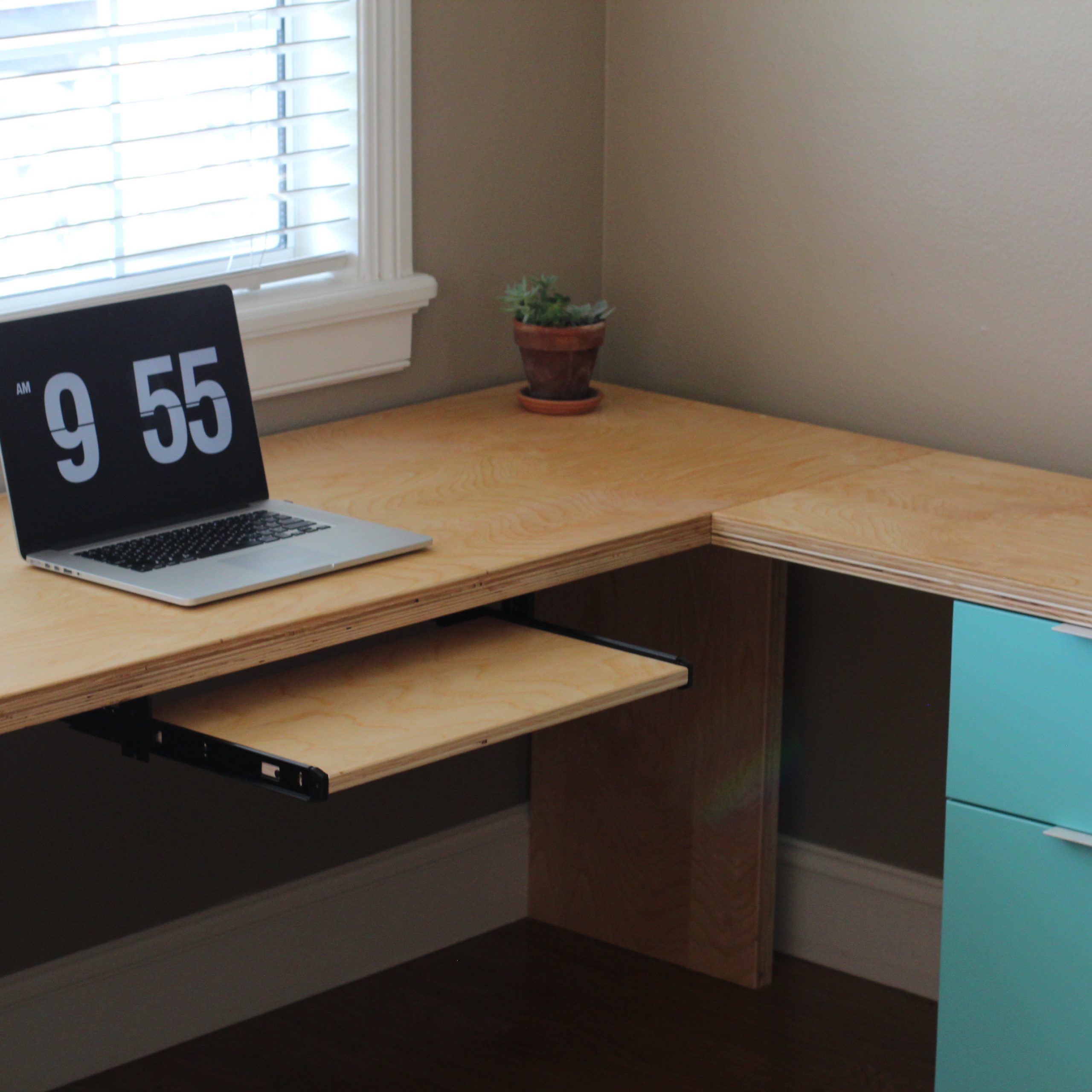 L Shape Modern Plywood Desk | Ana White In Farmhouse Black And Russet Wood Laptop Desks (Photo 1 of 15)