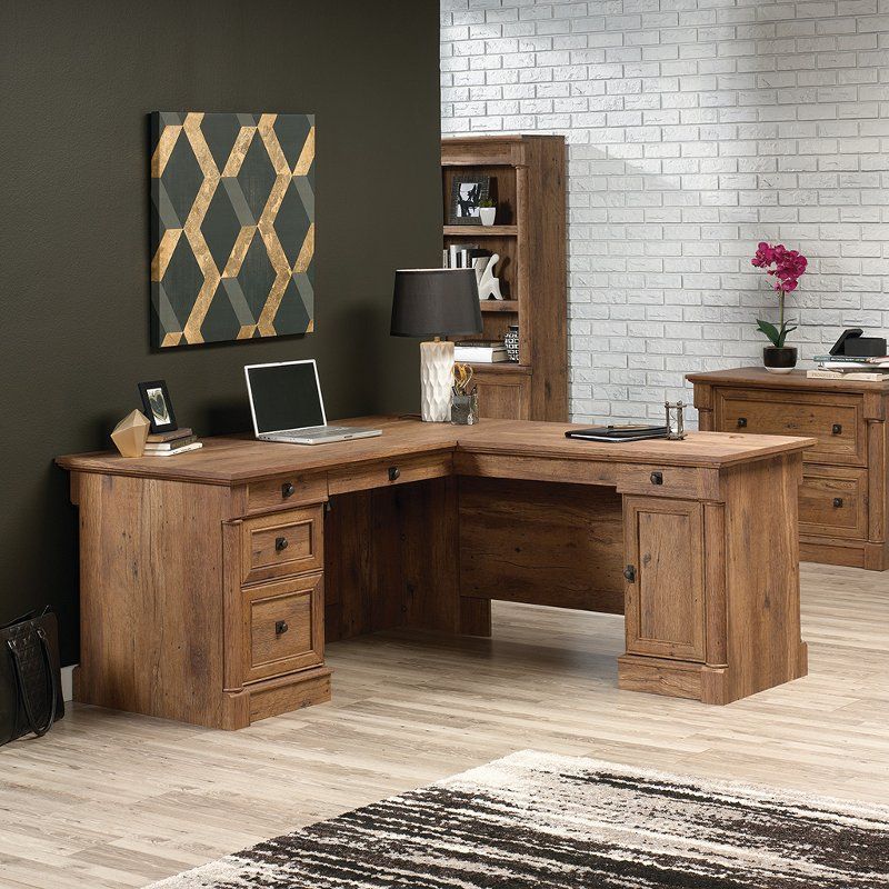 L Shaped Oak Corner Desk – Vine Crest | Corner Desk, Italian Bedroom In Rustic Brown Corner Desks (View 3 of 15)
