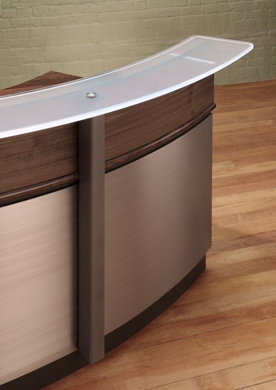L Shaped Reception Desks | Glass Reception Desks | Stoneline Designs For Aluminum And Frosted Glass Desks (View 9 of 15)