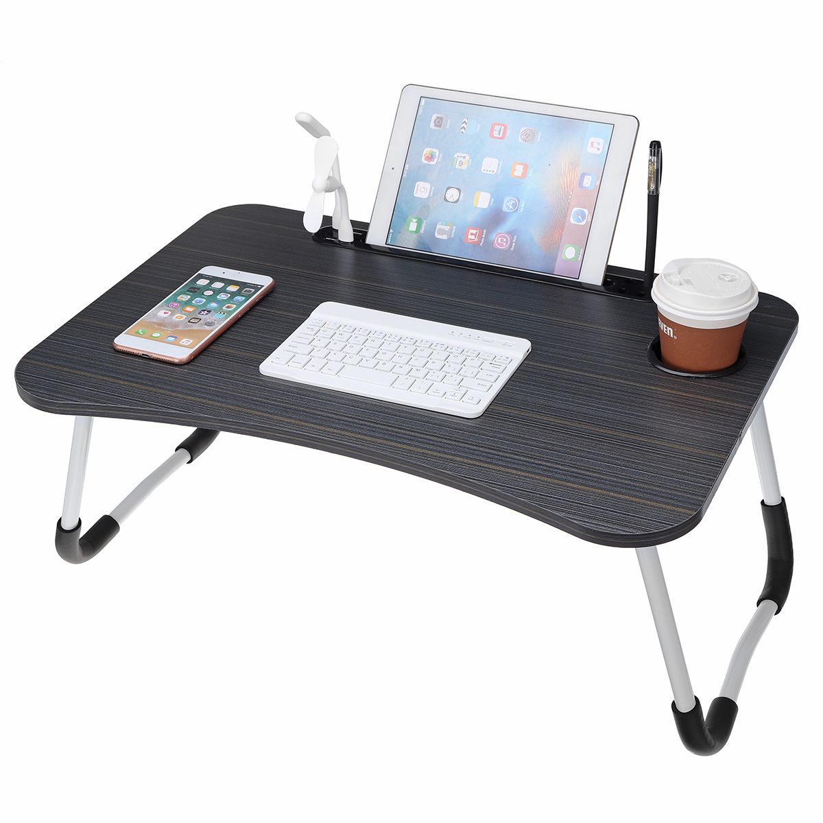 Lap Desk – Portable Laptop Desk With Cup Holder And Usb Port, Bed Lap Inside White Adjustable Laptop Desks (View 3 of 15)