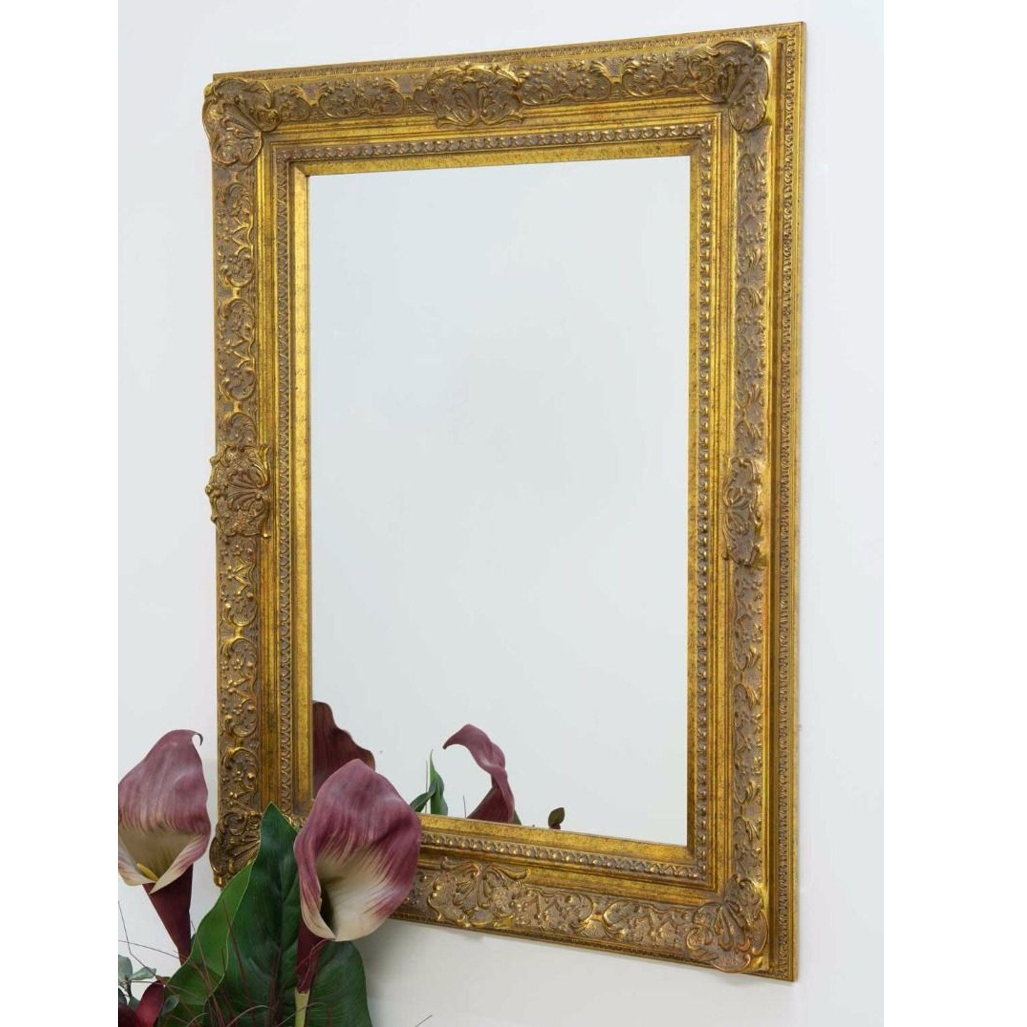 Large Decorative Ornate Gold Antique French Style Wall Mirror – French In Gold Decorative Wall Mirrors (Photo 7 of 15)