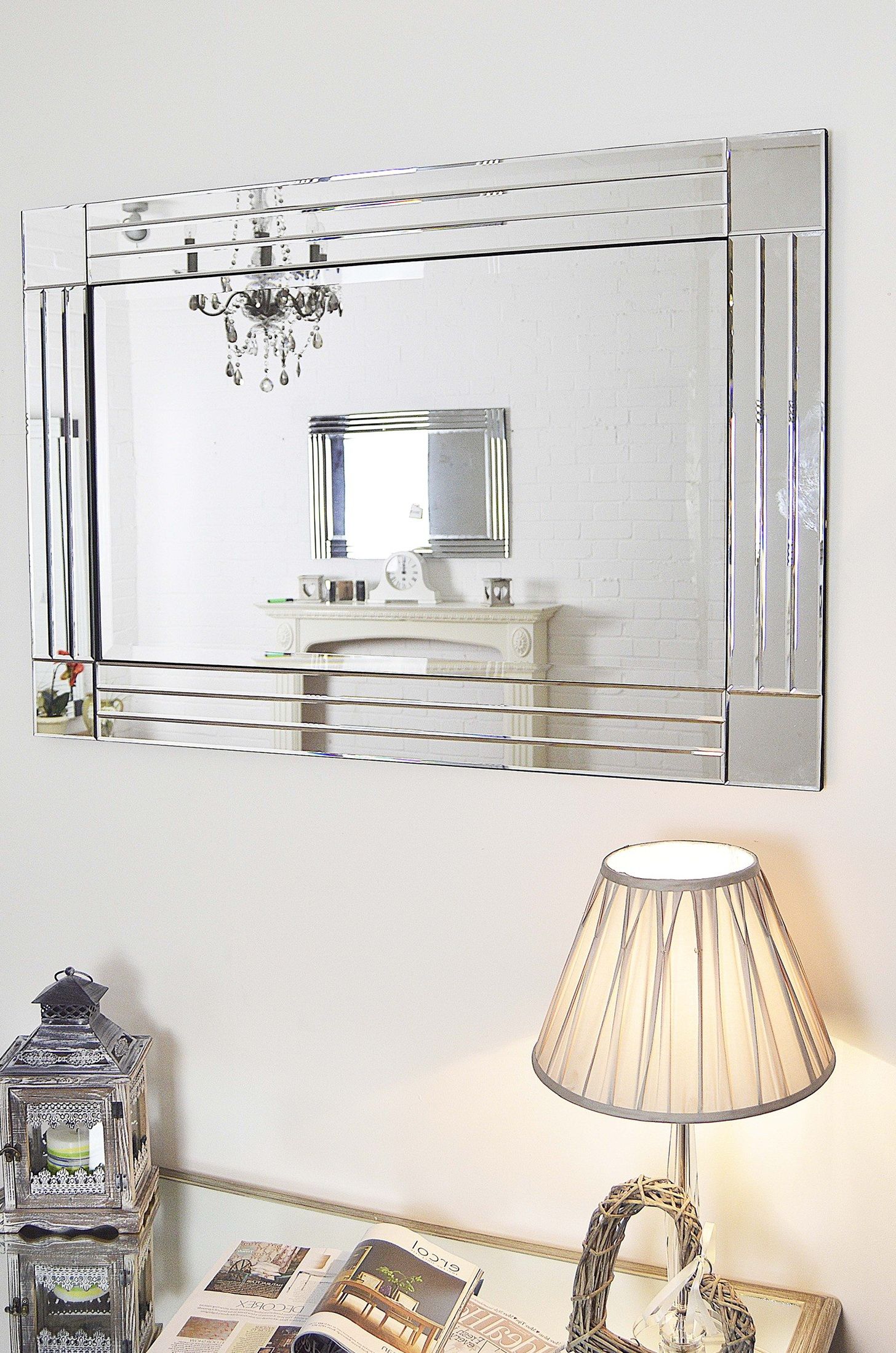 Large Frameless Beveled Mirror | Home Design Ideas Throughout Tetbury Frameless Tri Bevel Wall Mirrors (View 5 of 15)
