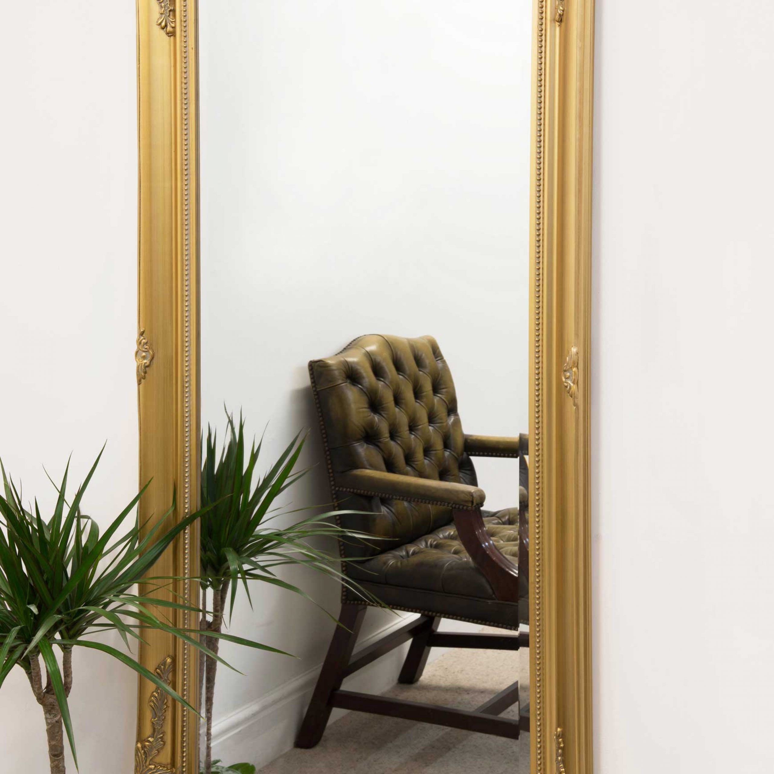 Large Full Length Leaner Floor Classic Gold Mirror 5ft7 X 2ft7 170cm X For Full Length Floor Mirrors (View 12 of 15)