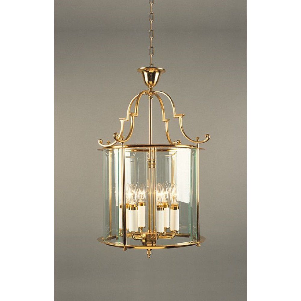 Large Gold Polished Brass Entrance Hall Or Foyer Lantern, Regency Style Intended For Ceiling Hung Polished Brass Mirrors (View 4 of 15)