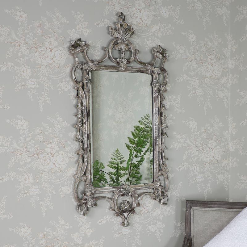Large Ornate Rustic Antique White Wall Mirror – Melody Maison® In White Wall Mirrors (Photo 13 of 15)