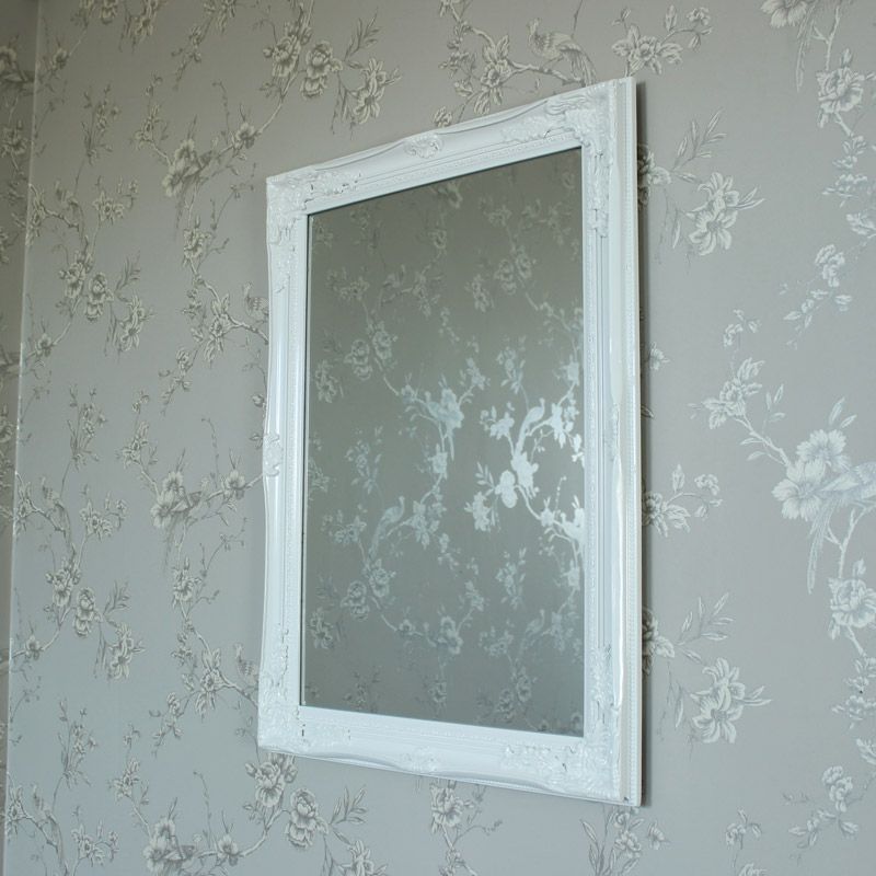 Large Ornate White Gloss Wall Mirror – Melody Maison® With Glossy Blue Wall Mirrors (View 8 of 15)