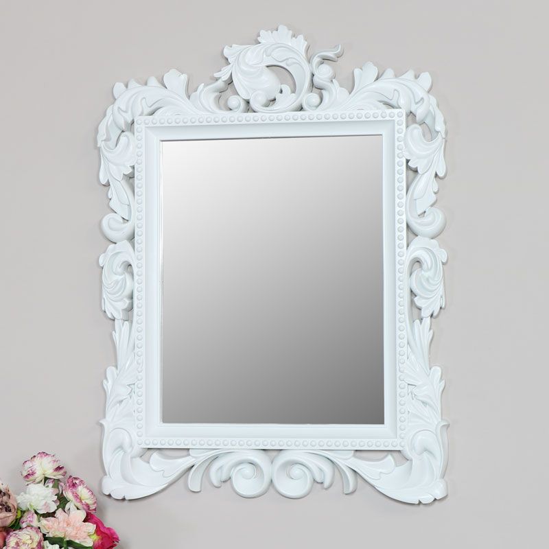 Large Ornate White Wall Mirror 58cm X 78cm Throughout White Wall Mirrors (Photo 7 of 15)