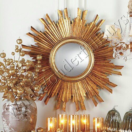 Large Sunburst Round Wall Mirror Antique Gold Starshine 35"d New Pertaining To Orion Starburst Wall Mirrors (Photo 10 of 15)