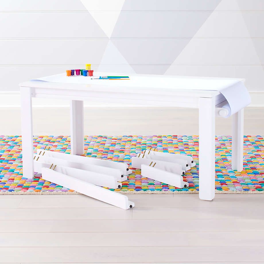 Large White Adjustable Kids Table, Leg Set And Paper Roll | Crate And Within White Wood Adjustable Reading Tables (View 7 of 15)