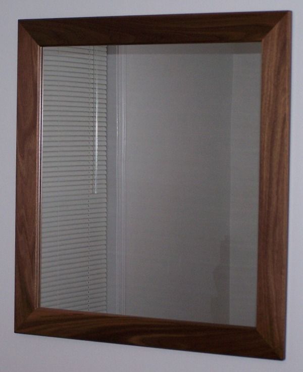 Large Wood Framed Mirror Of Natural Dark Walnut This Wood Framed Mirror Intended For Window Cream Wood Wall Mirrors (View 13 of 15)