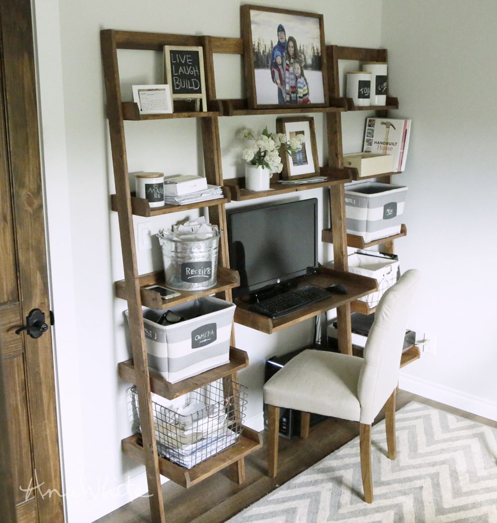 Leaning Wall Ladder Desk | Ana White Pertaining To White Ladder Desks (View 7 of 15)