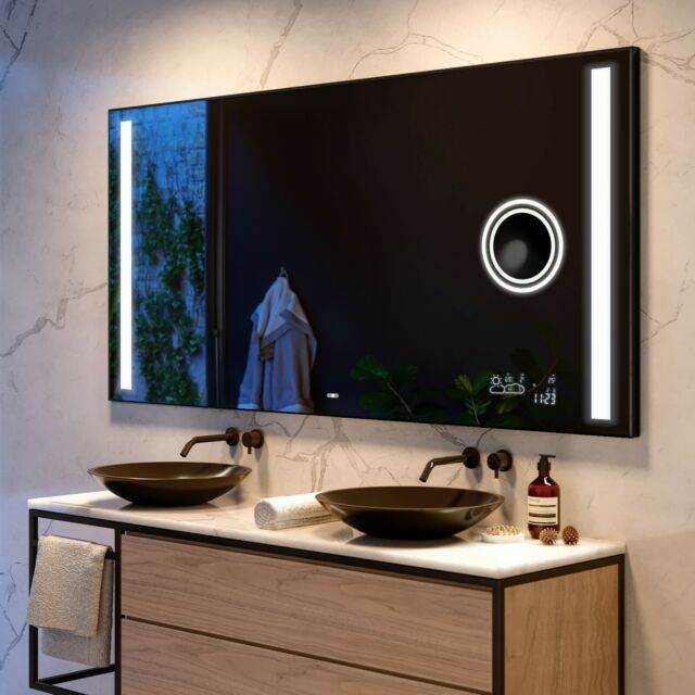 Led Illuminated Bathroom Mirror With Back Cover | Bluetooth | Make Up In Back Lit Freestanding Led Floor Mirrors (View 3 of 15)